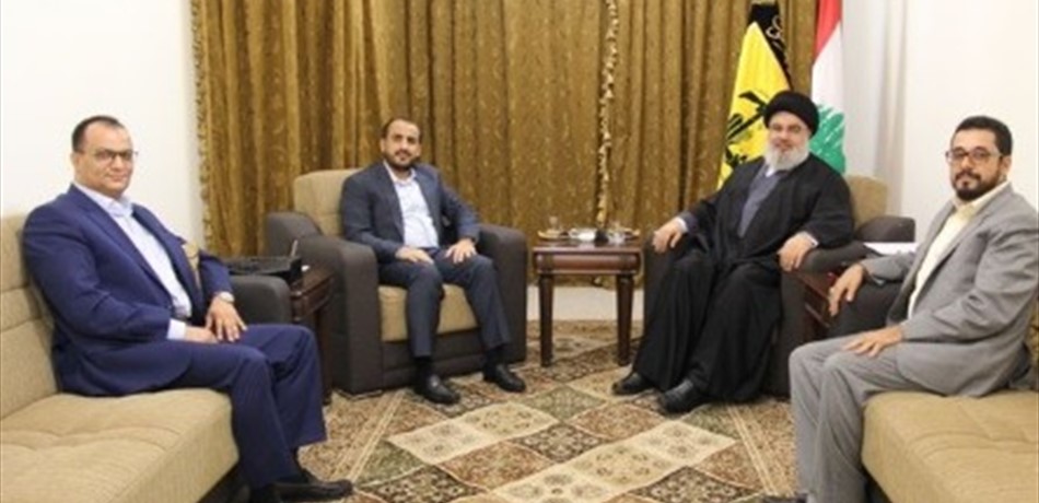 بالصورة.. وفد من الحوثيين يلتقي نصر الله في بيروت 