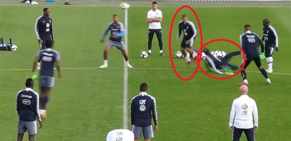 مبابي يهين ديمبلي في تدريبات المنتخب الفرنسي! (فيديو)