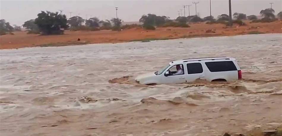 مشاهد غريبة عن السعودية.. السيول تجرف حيوانات نافقة! (فيديو)