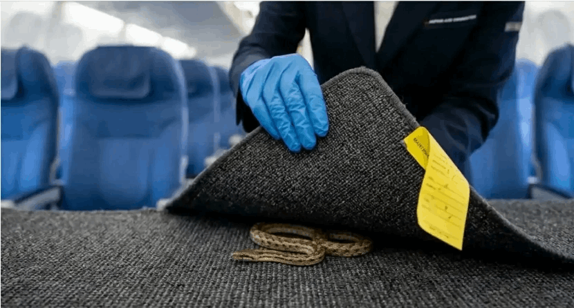 طولها 40 سم.. أفعى تحت السجاد تلغي رحلة جوية  