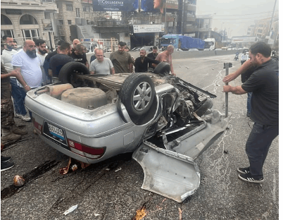 بالصور.. حادث سير مروّع عند مستديرة عاليه