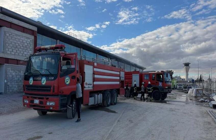 بالصور... إندلاع حريق في مطار دمشق الدولي