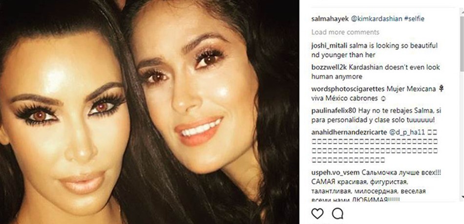 بالصورة.. "سيلفي" سلمى حايك وكيم كاردشيان تشعل مواقع التواصل 