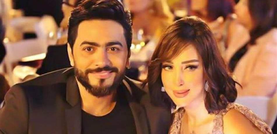 زوجة تامر حسني حامل بطفلها الثالث!