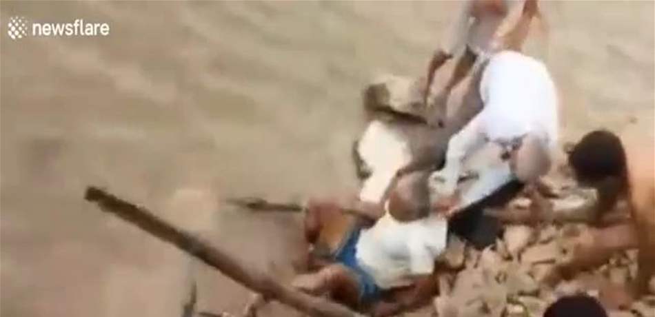 بالفيديو.. نمر ينقض على رجل عجوز حاول مساعدته 